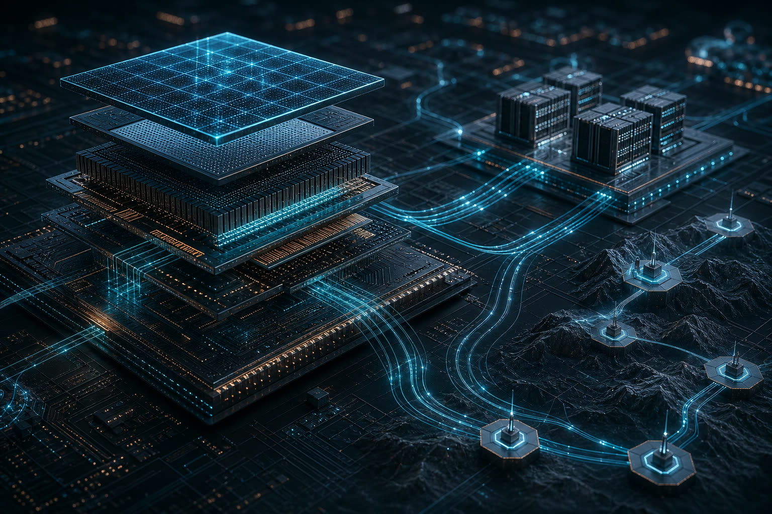 AI infrastructure in 2026 with GPUs, TPUs, edge compute, and decentralized AI hardware architecture.